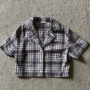 Brandy Melville/John galt plaid button up top